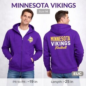 NFL Team Apparel Minnesota Vikings Womens Purple Full Zip Hoodie Size M Football